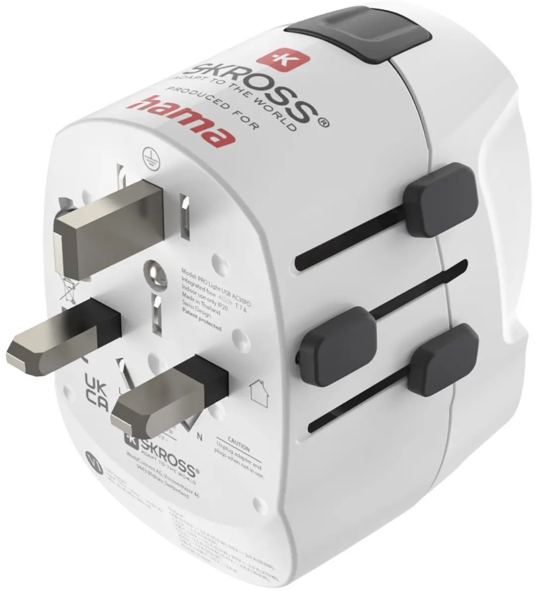 Hama Skross Reisstekker World Travel Pro 223477 - USB-A + USB-C PD - Wit