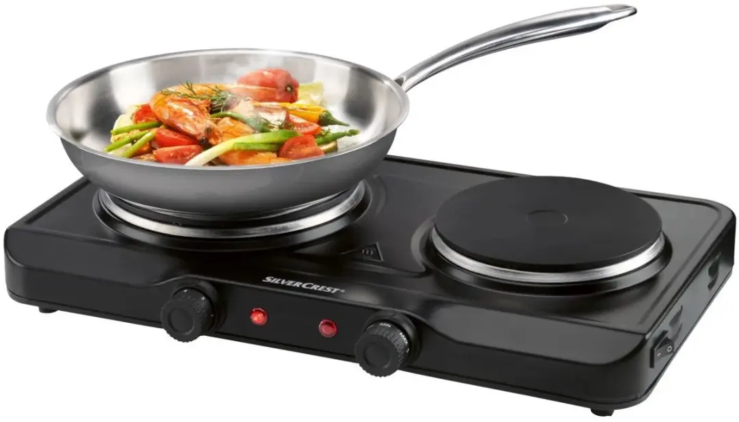 SILVERCREST Kookplaat 2 Zones - 1500W/1000W - Zwart