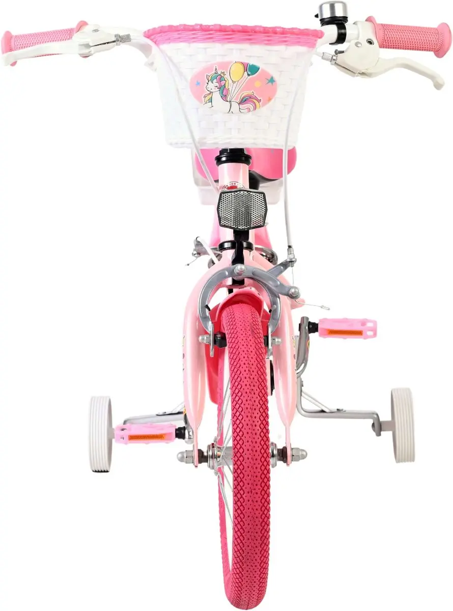 Volare Unicorn Kinderfiets 14" - Roze - Twee Handremmen