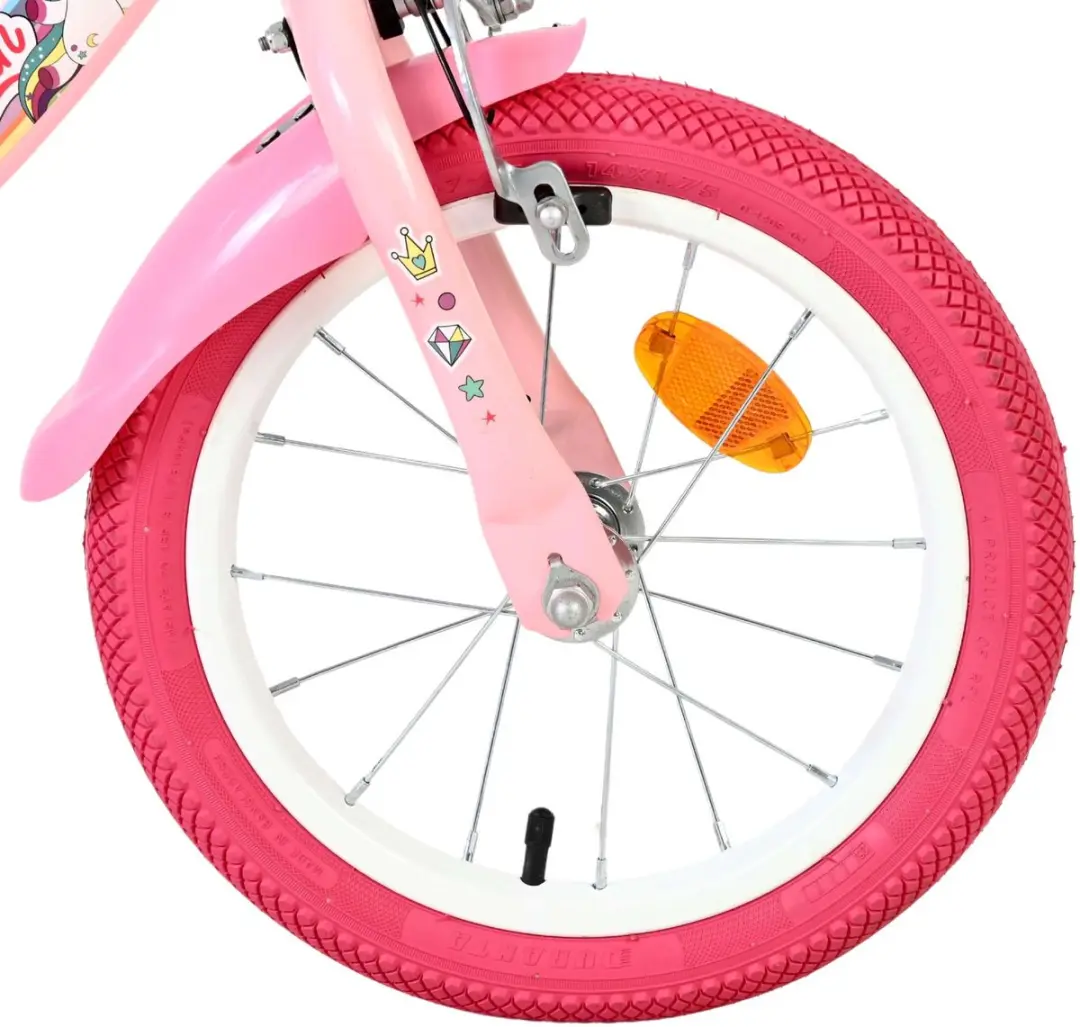 Volare Unicorn Kinderfiets 14" - Roze - Twee Handremmen - afbeelding 6 van 6