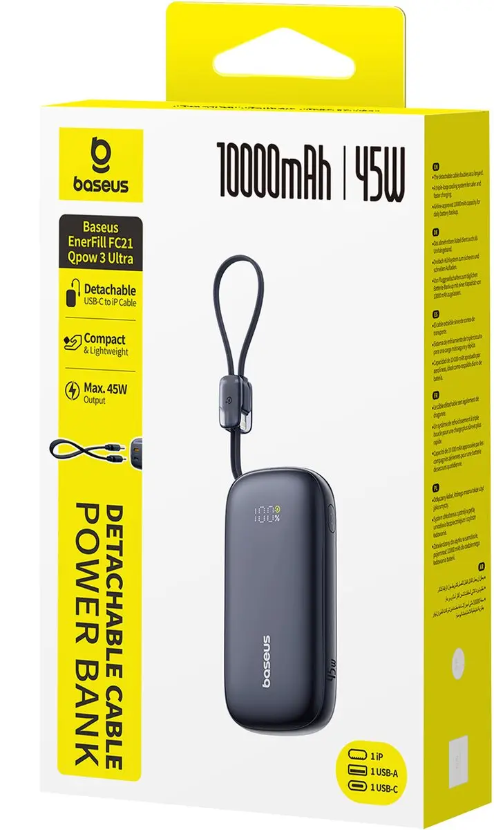 Baseus EnerFill FC21 Qpow 3 Ultra Powerbank 10000mAh 45W - Zwart
