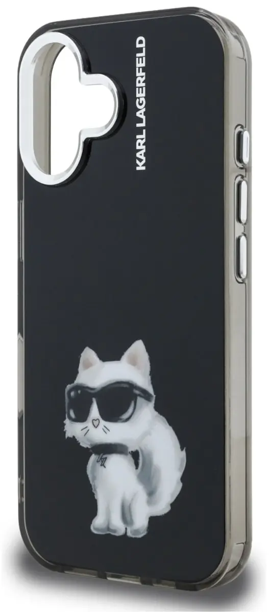 Karl Lagerfeld Choupette & Logo Hoes iPhone 16 - MagSafe - Zwart