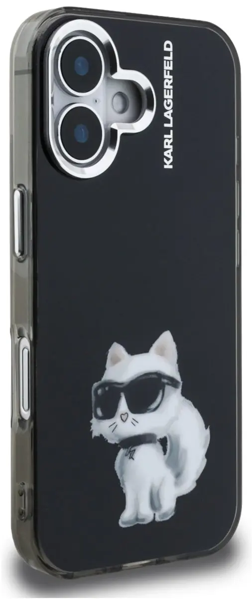 Karl Lagerfeld Choupette & Logo Hoes iPhone 16 - MagSafe - Zwart