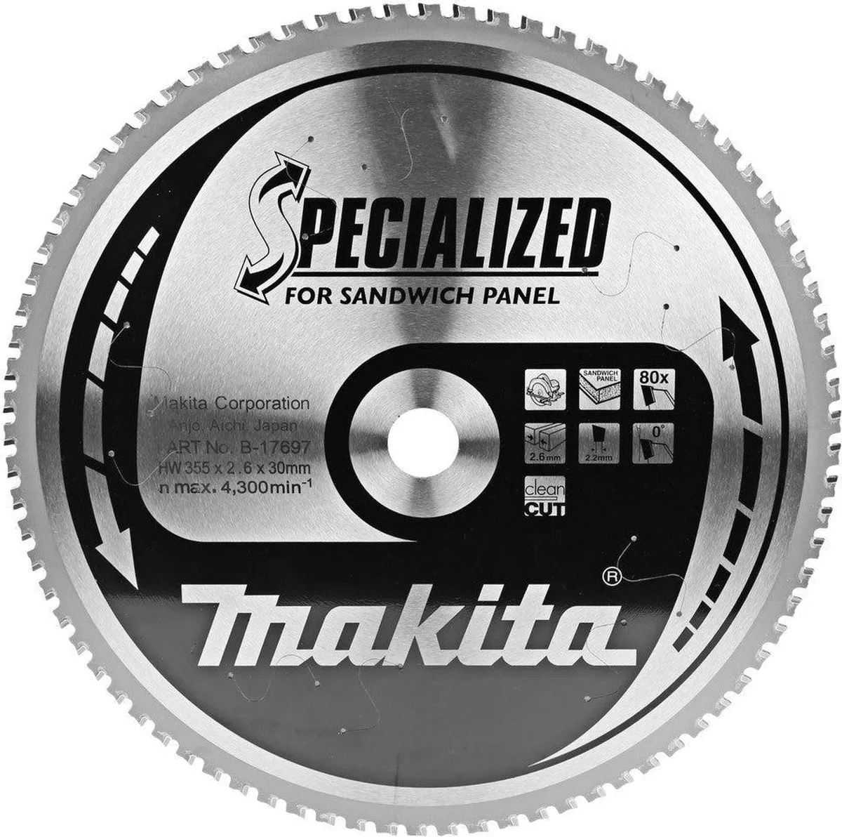 Makita B-17697 Cirkelzaagblad 80T - Sandwichpanelen