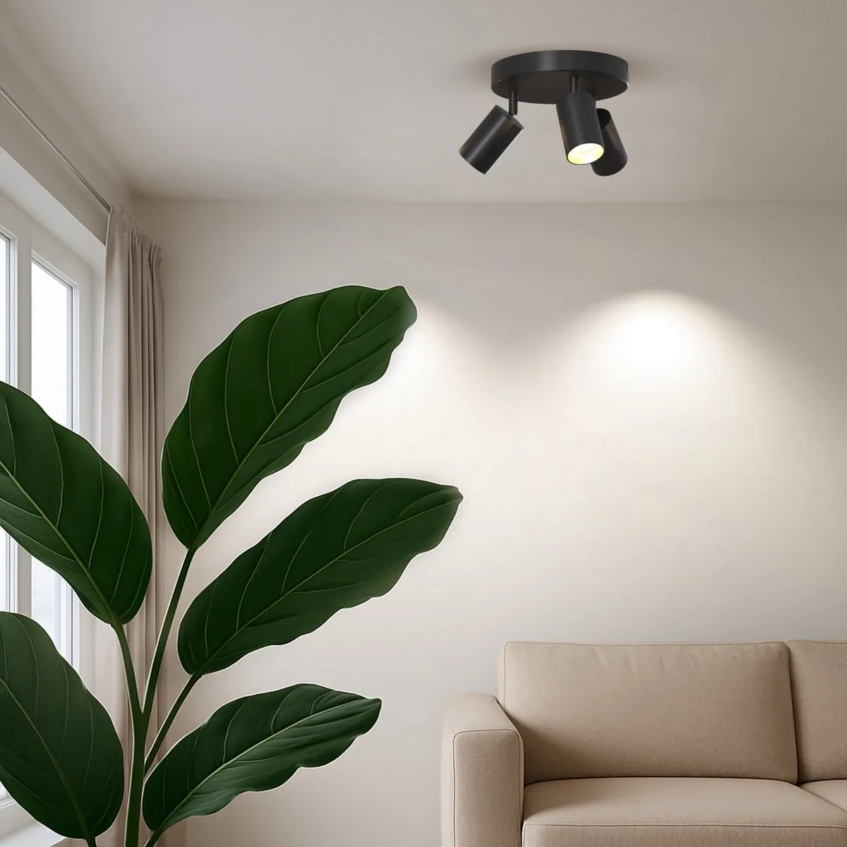 Calex Plafondlamp 3-Lichts Opbouwspot 20,2cm Zwart-Goud