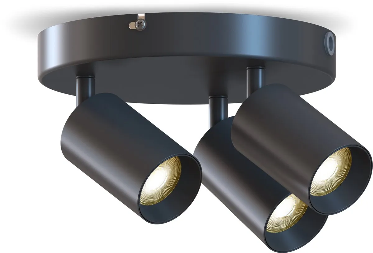Calex Plafondlamp 3-Lichts Opbouwspot 20,2cm Zwart-Goud