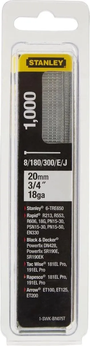 Stanley Nagels Type J 20mm - 1000 Stuks