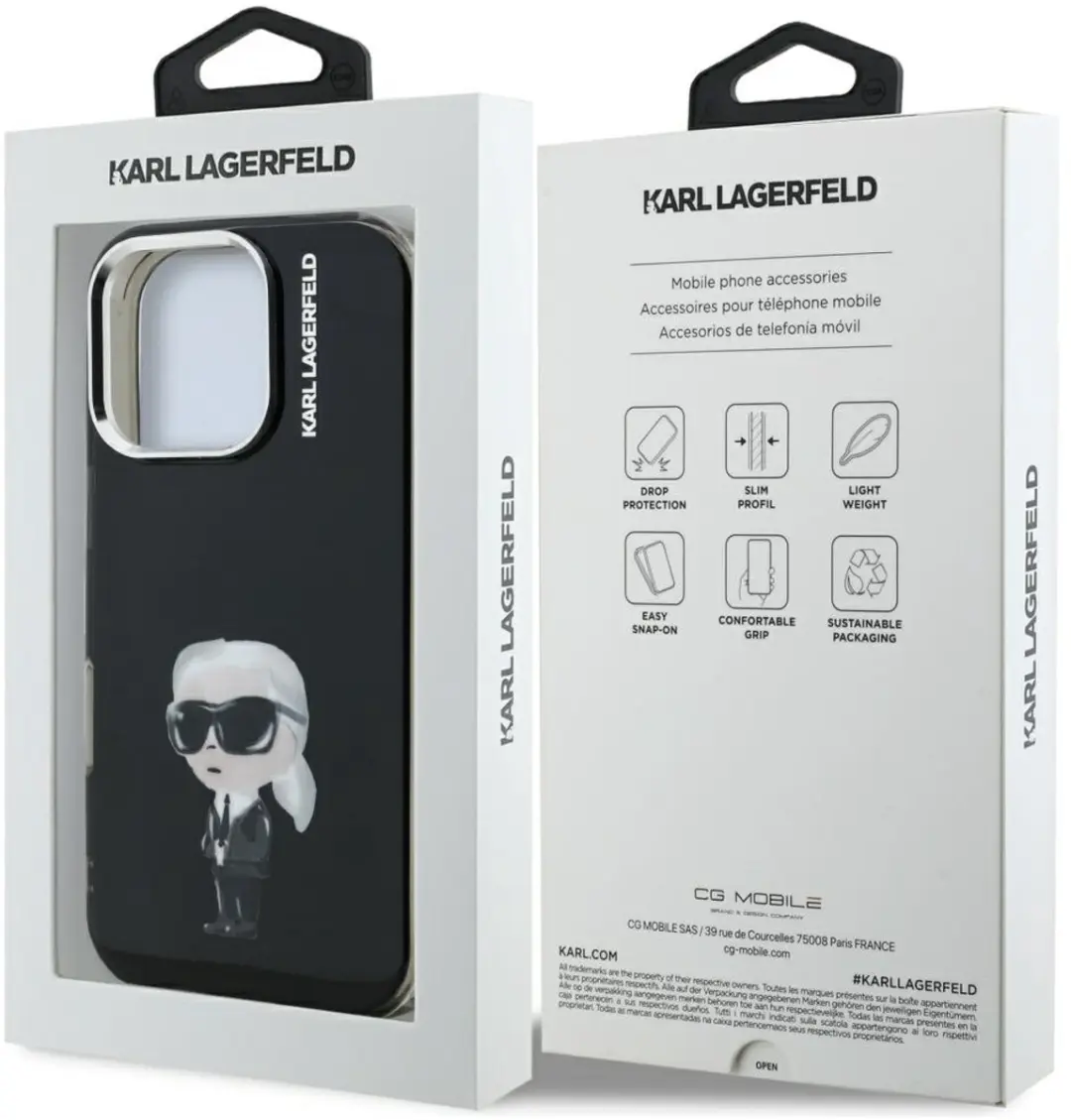 Karl Lagerfeld Hoesje iPhone 16 Pro Max Aquarelle KLHCP16PMAQ - Zwart