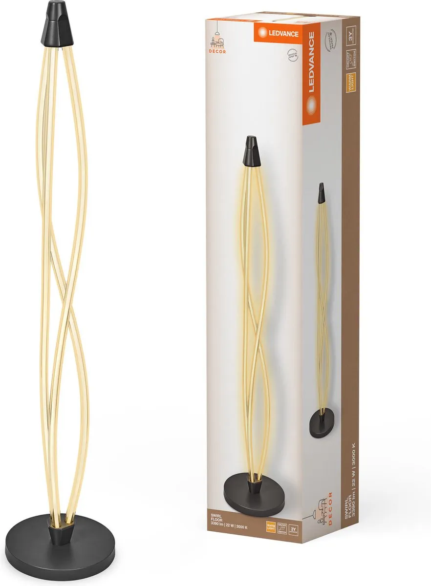 LEDVANCE Swirl Floor Vloerlamp 22W - 2400 Lm Warm Wit - Donkergrijs