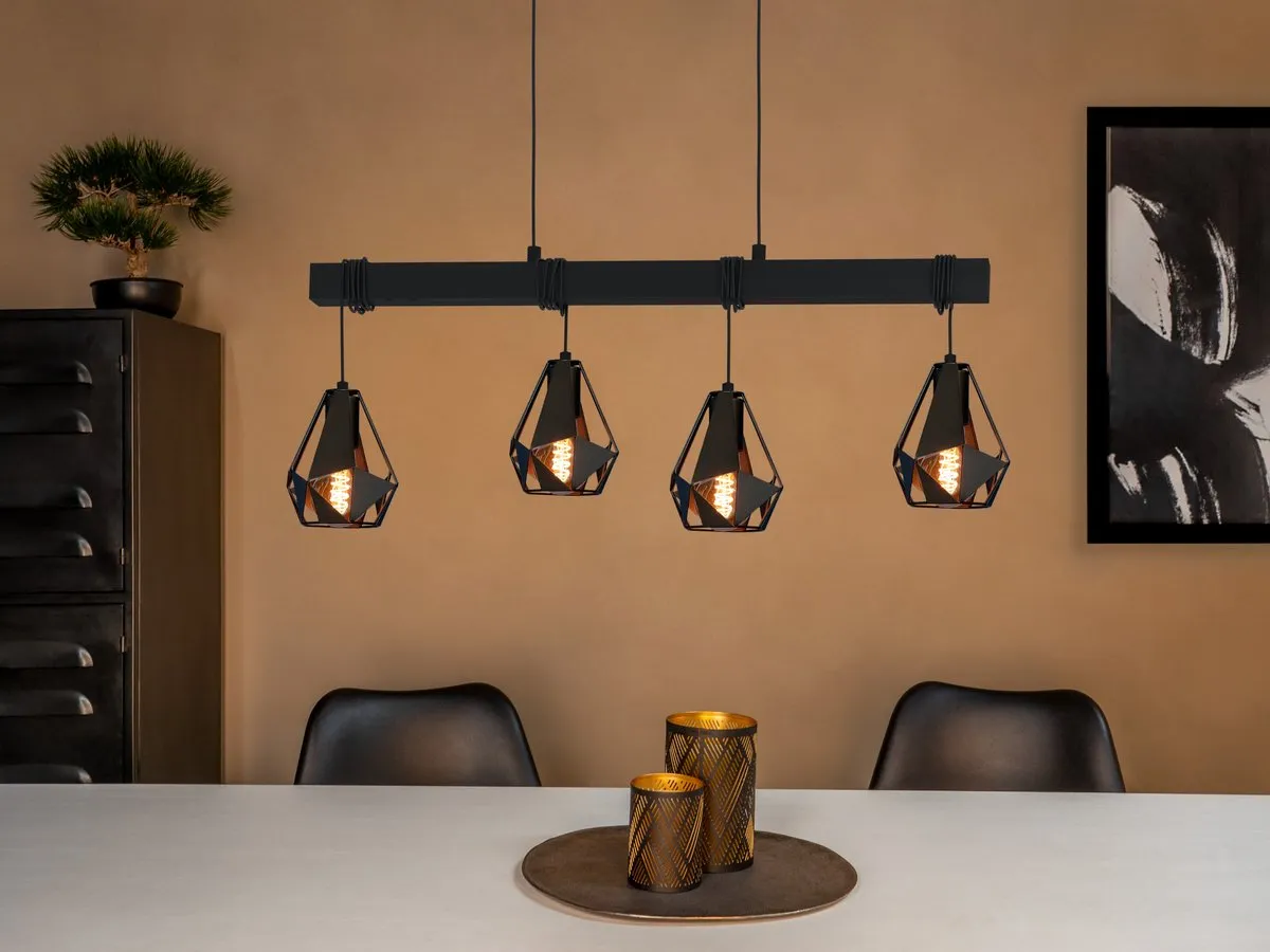 Eglo Townshend 7 Hanglamp E27 - 4 Lichtpunten - Zwart