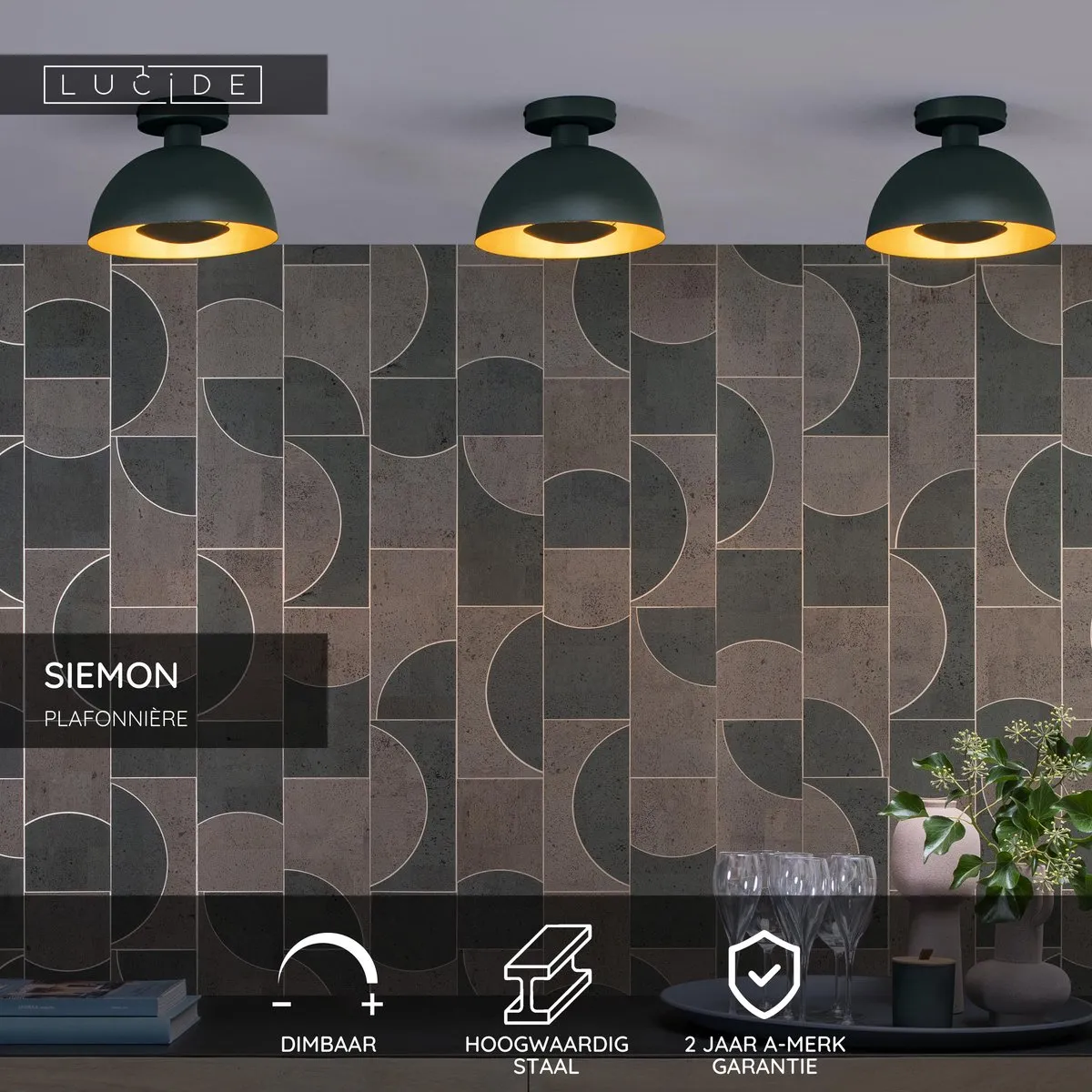 Lucide Siemon Plafondlamp Ø25cm - Groen