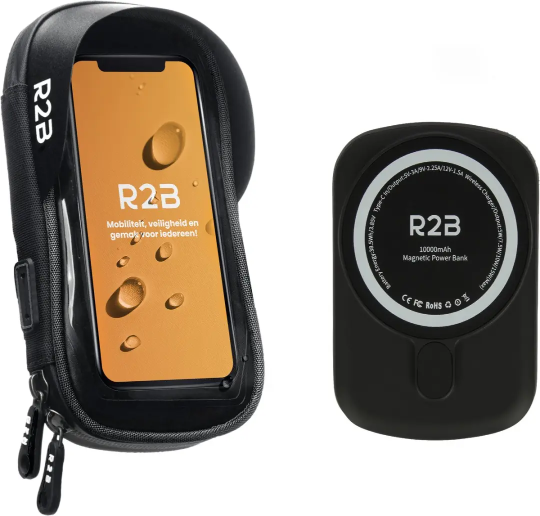R2B Telefoonhouder Fiets Powerbank 10.000mAh - Universeel 6,5" - Magsafe