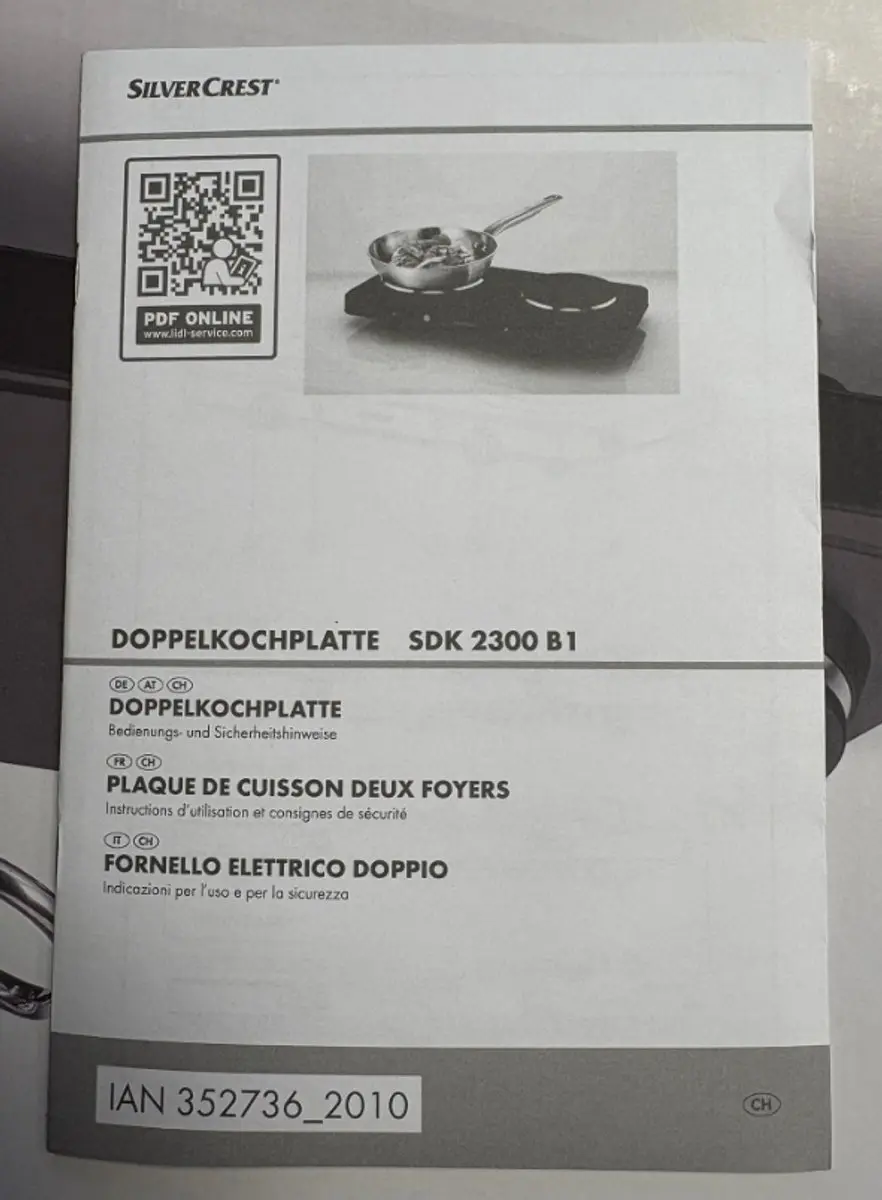 SilverCrest SKT 2300 A1 Dubbele Kookplaat 2300W - Zwart/Zilver