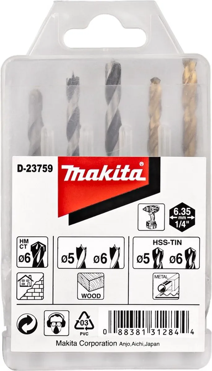 Makita D-23759 Borenset 1/4" Vorm E - Hout - afbeelding 2 van 4