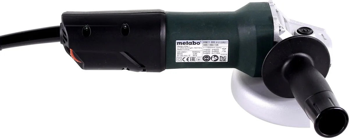 Metabo WEV 850-125 Haakse Slijper 850W - 125mm Metaal