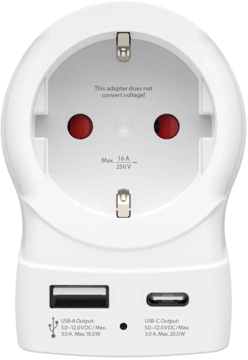 Hama Skross Reisstekker EUR naar UK - USB-A + USB-C PD Wit