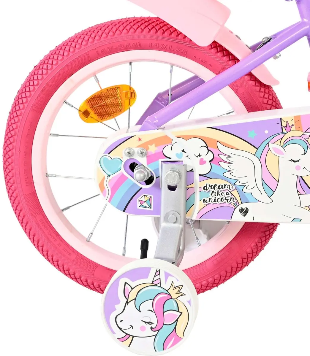 Volare Unicorn Kinderfiets 14 inch - Paars