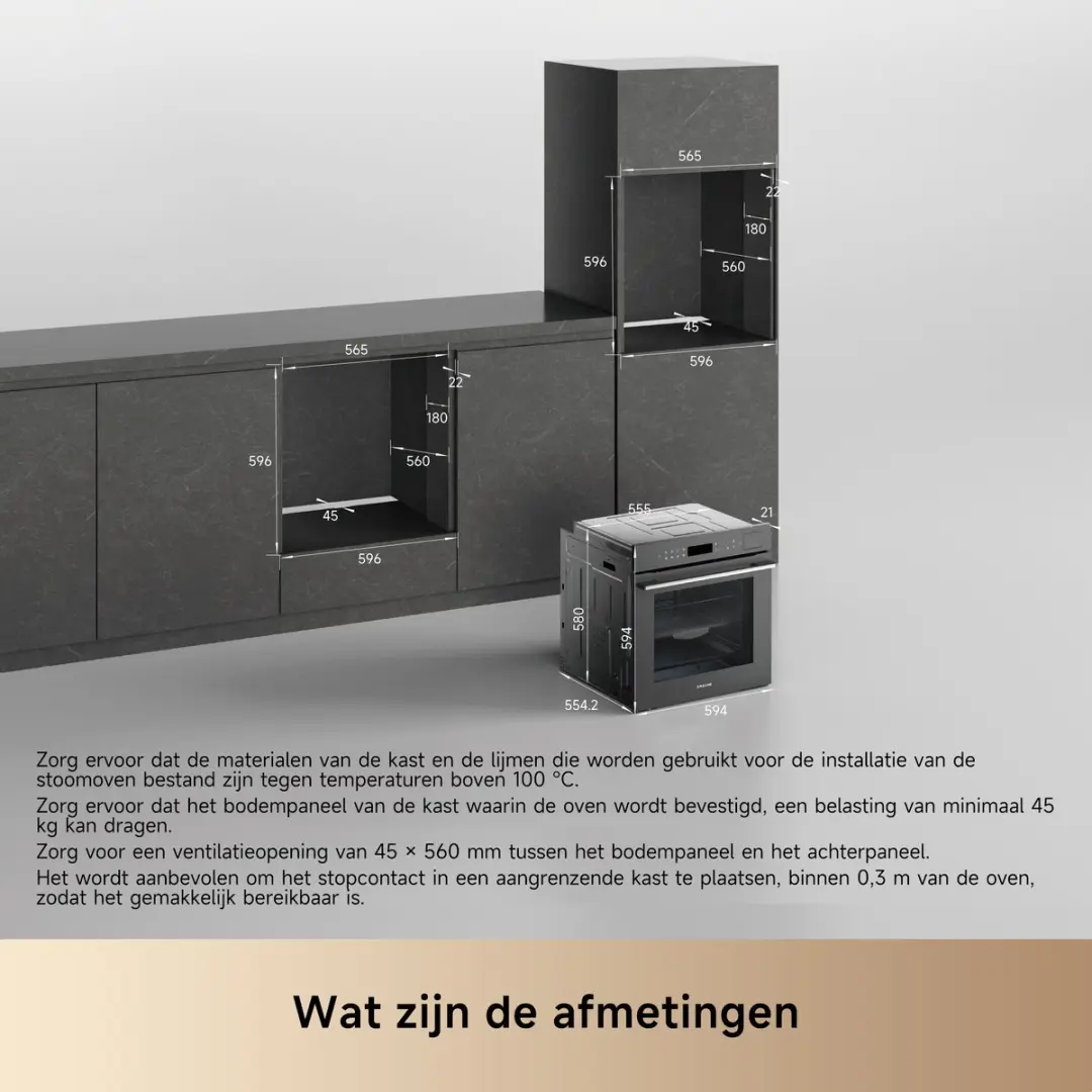 Dreame OZ40 Pro Inbouw Combi-Stoomoven 81L - Zwart