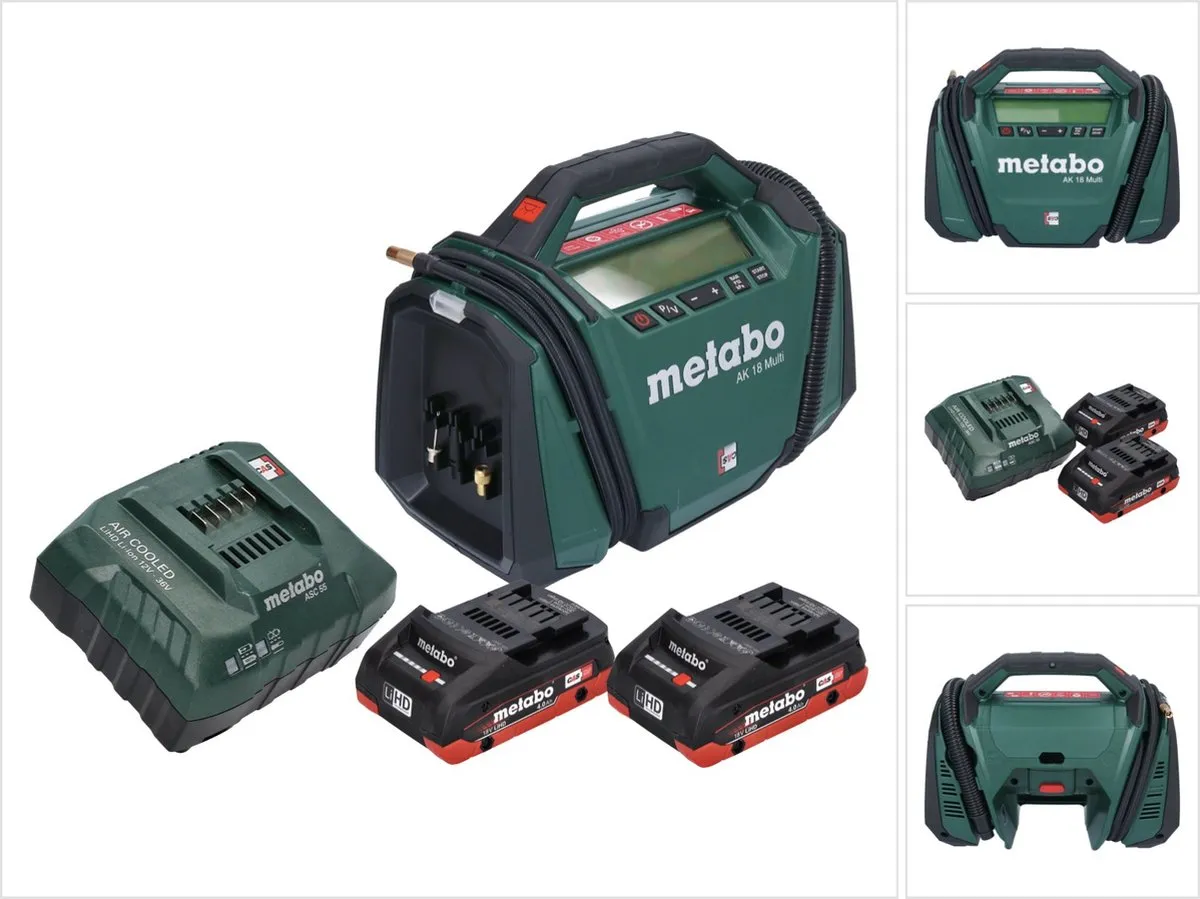 Metabo AK 18 Multi Accucompressor 18V 11 bar - 2x 4,0Ah Accu - Groen/Zwart