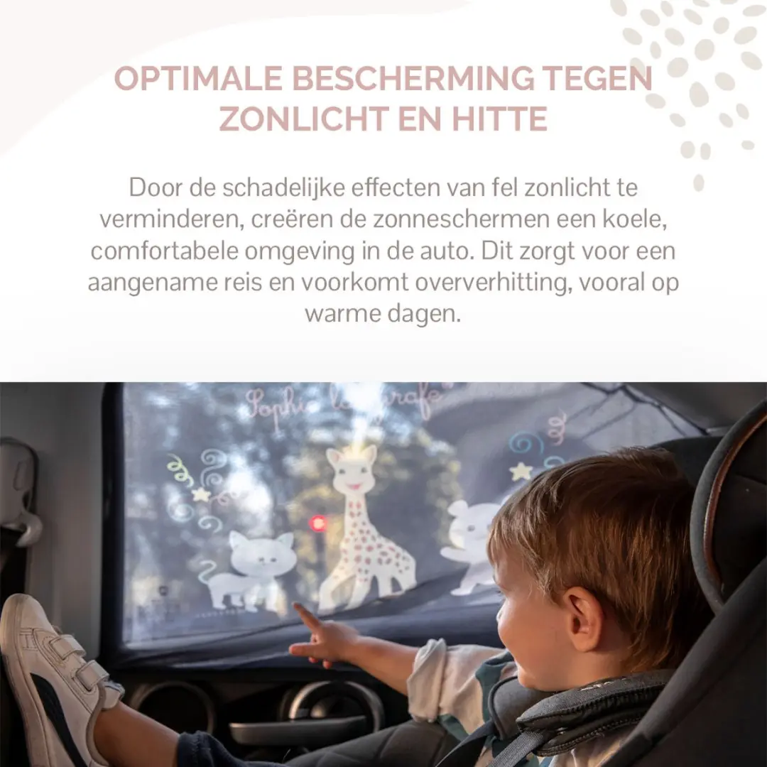 Sophie de Giraf Zonnescherm Auto - 2 Stuks - Zwart