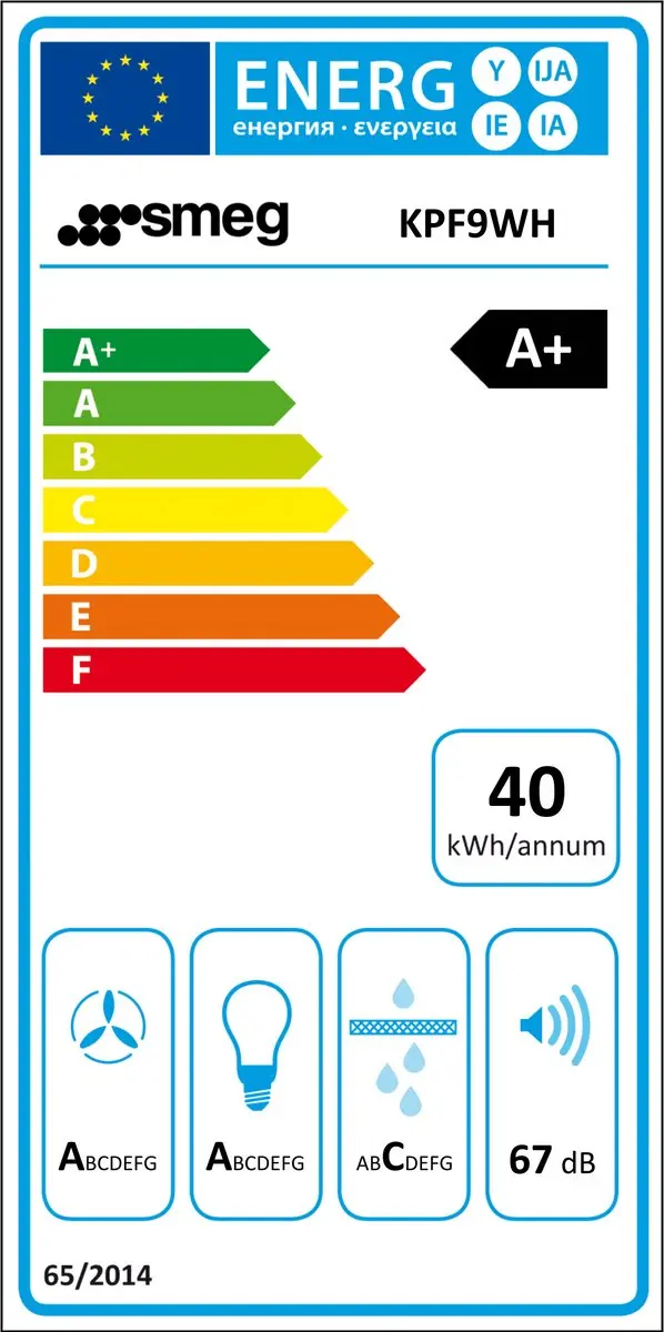 Smeg KPF9 Afzuigkap 630m³/u - Wit - 3 standen