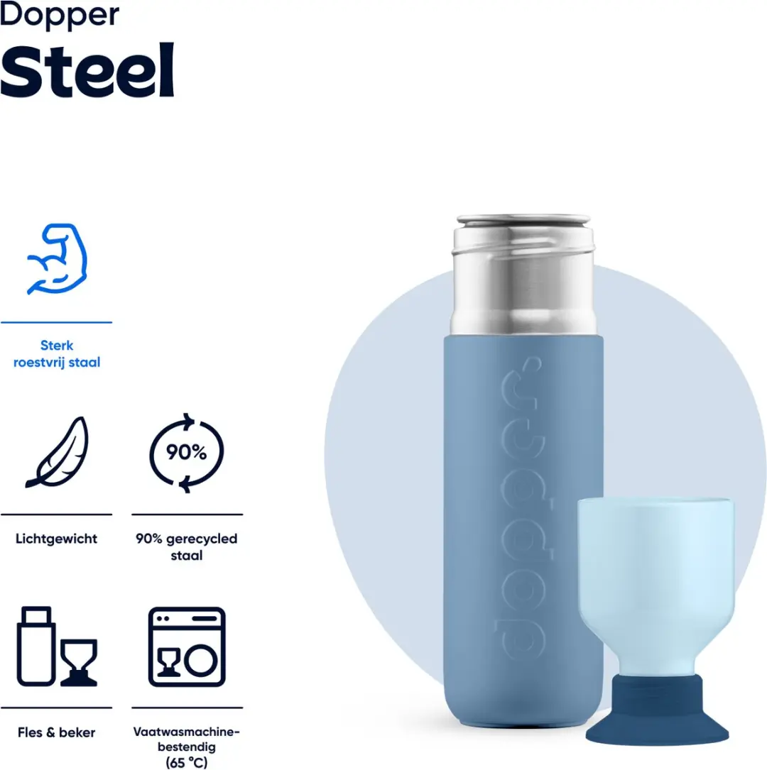 Dopper Steel Drinkfles 490ml - Coastal Blue
