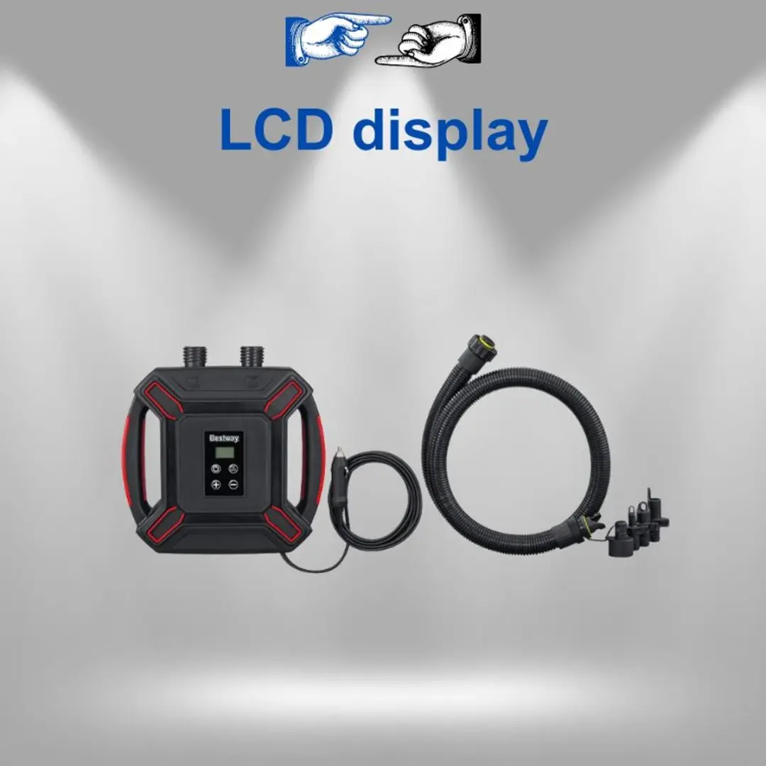 Bestway High-Pressure Elektrische Pomp 62265 - SUP/Kayak - 0–16 PSI - LCD Display - 4 Adapters - Zwart/Rood