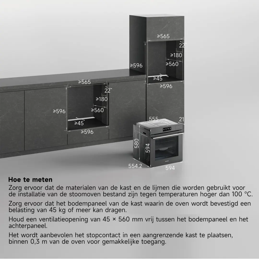 Dreame OZ60 Inbouwoven 81L - 11 Kookmodi - Zwart