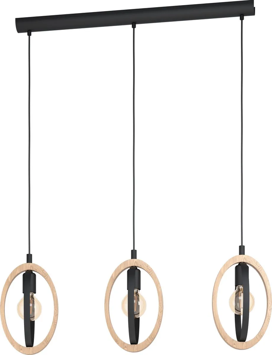 Eglo Basildon Hanglamp E27 - 78cm - Zwart/Bruin