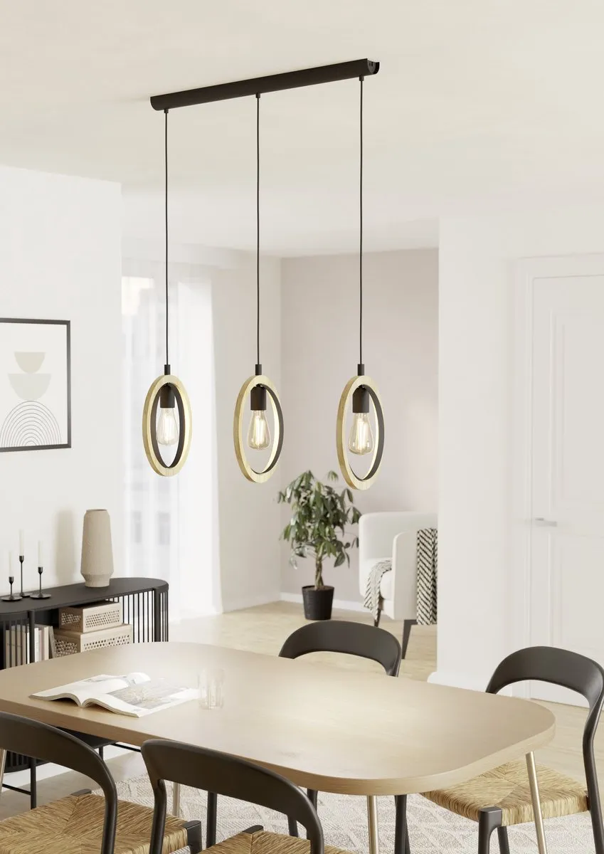 Eglo Basildon Hanglamp E27 - 78cm - Zwart/Bruin - afbeelding 6 van 6