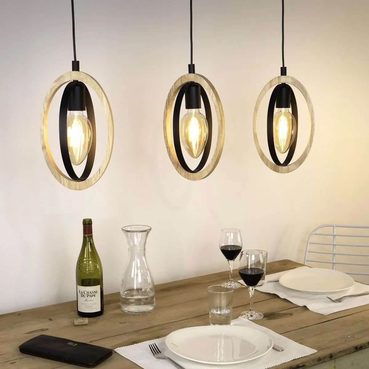 Eglo Basildon Hanglamp E27 - 78cm - Zwart/Bruin