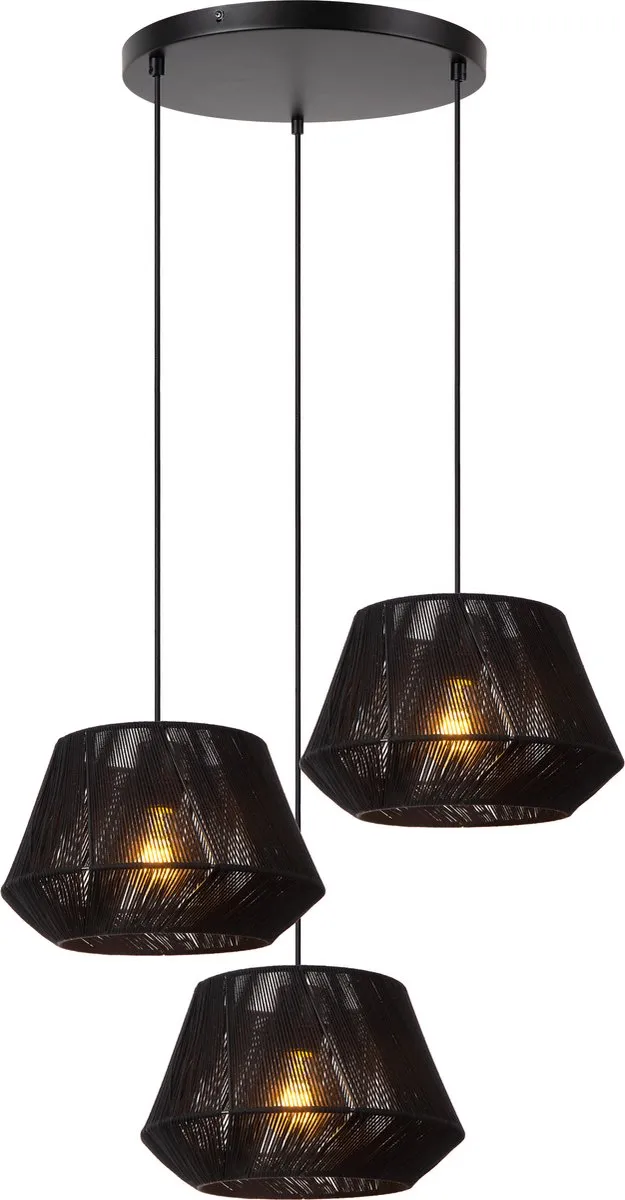 Lucide Jessica Hanglamp Ø35,5cm - 3xE27 - Zwart
