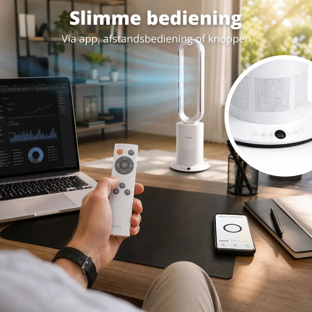 FlinQ Smart ClimateTower 2-in-1 Ventilator - 10 Snelheden - Wit