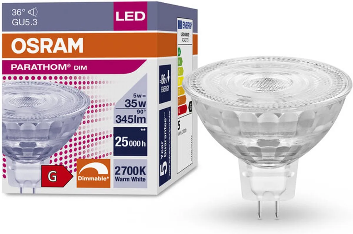 LEDVANCE LED MR16 5W GU5.3 Warm Wit - 10 Stuks