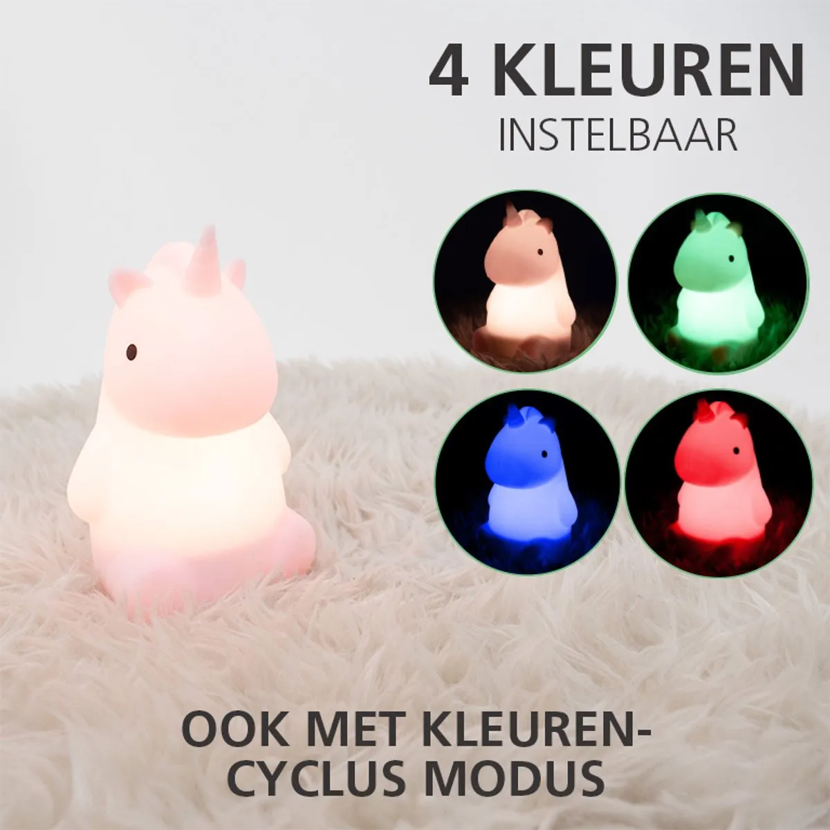 Eglo Castellino Eenhoorn Nachtlampje - Roze - RGB/Wit - Oplaadbaar