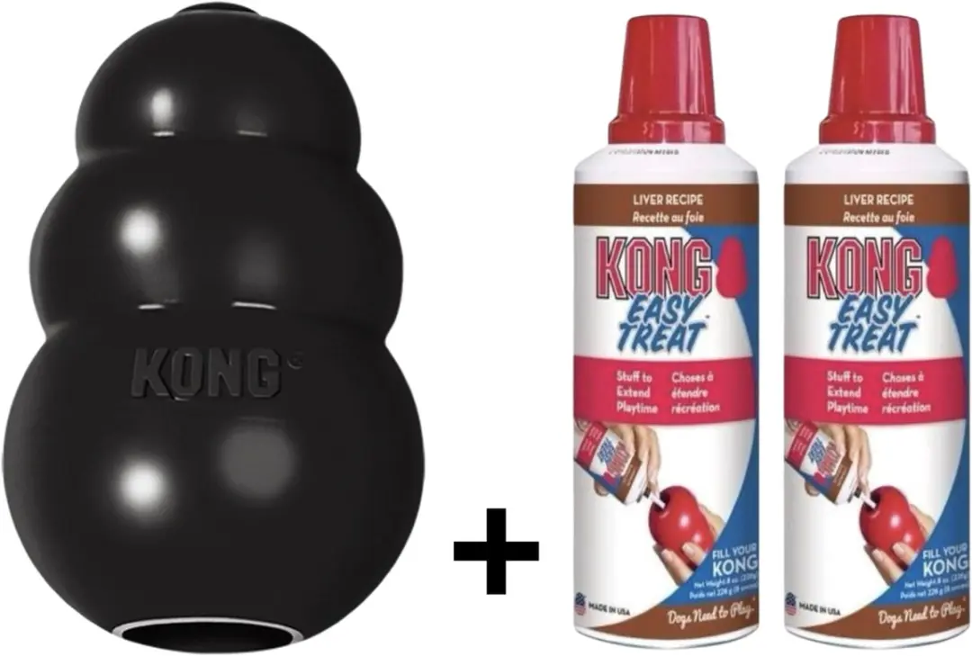 KONG Extreme Zwart M - 1 Stuk + 2x Easy Treat Vulling