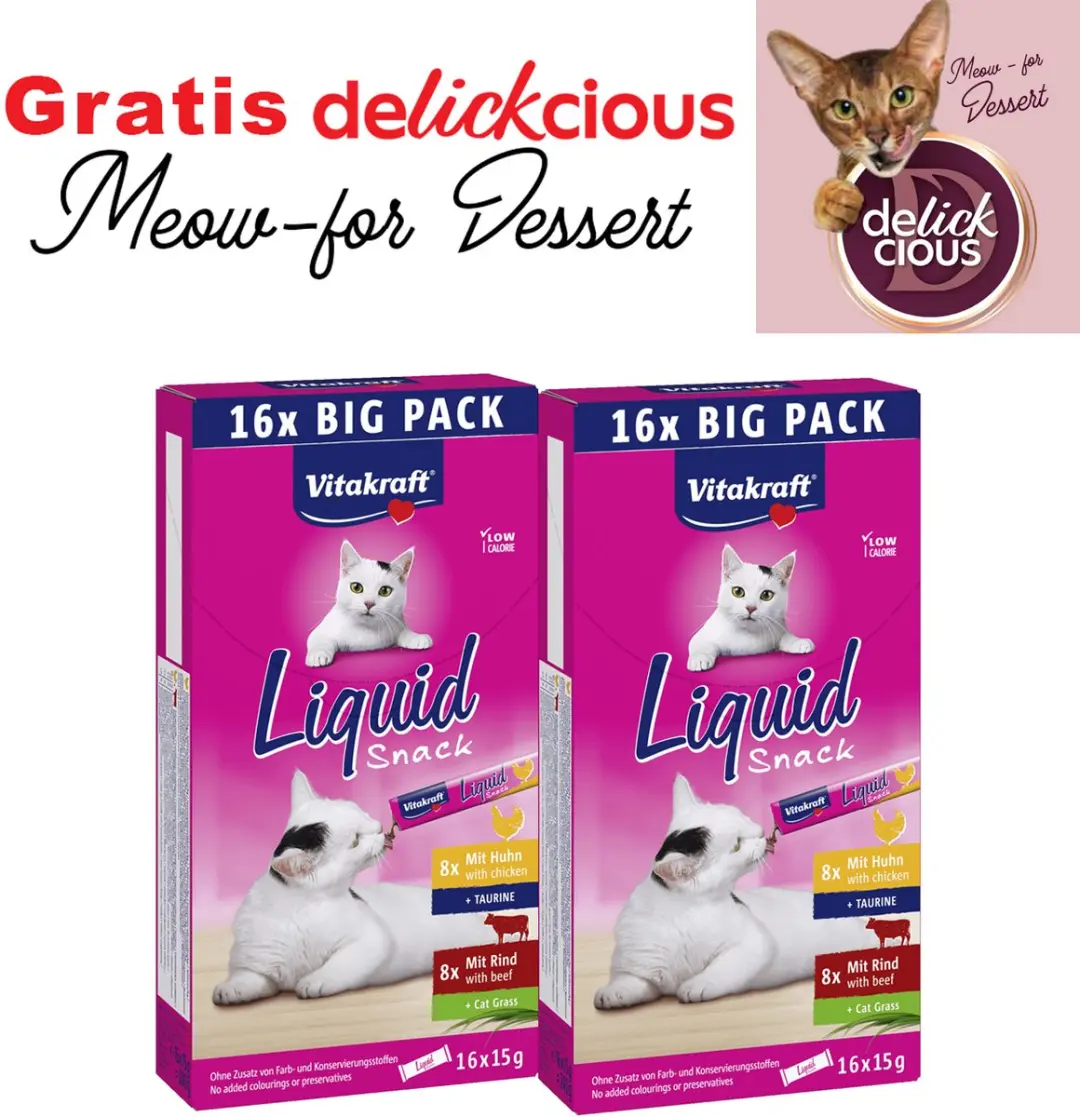 Vitakraft Liquid Snack Multipack Kip & Rund - 2x16 Stuks