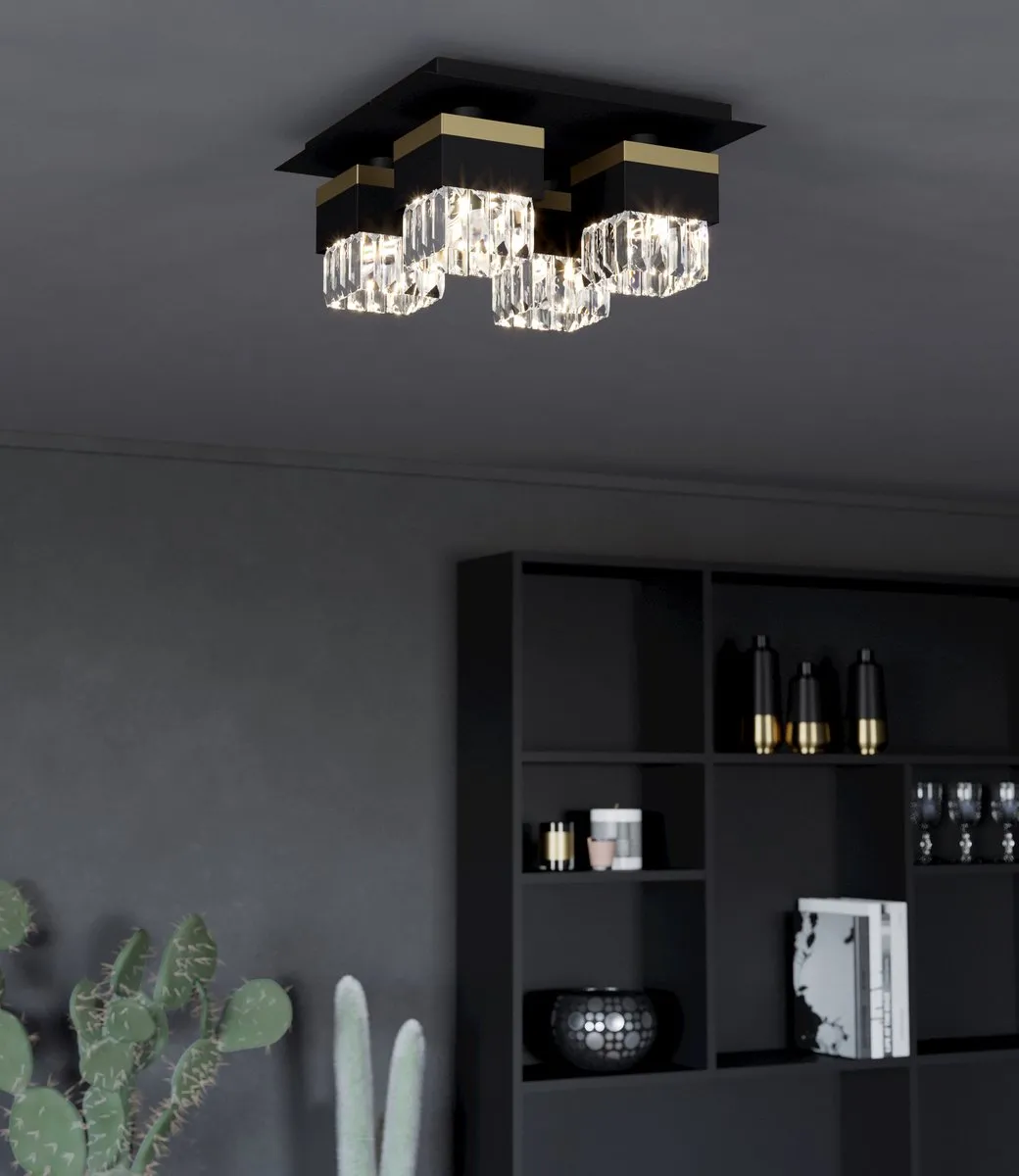 Eglo Barrancas Plafondlamp 38cm - Zwart/Goud