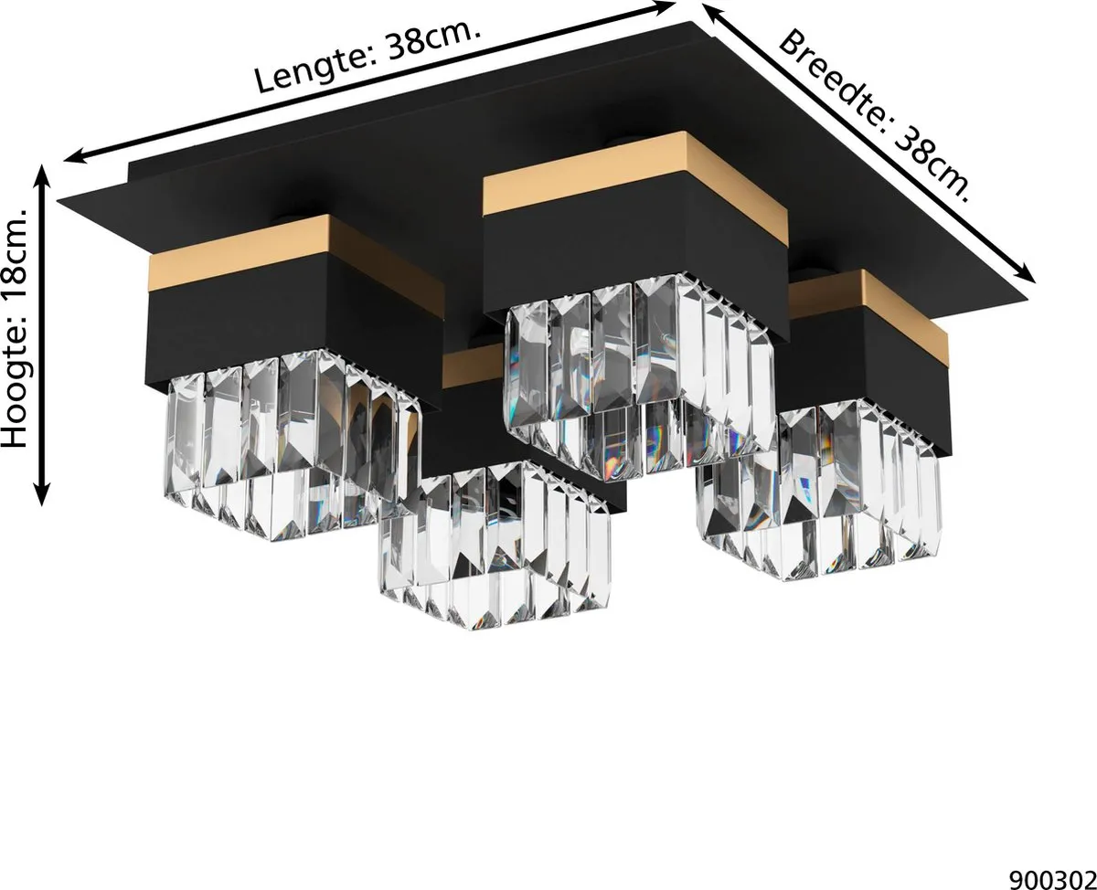 Eglo Barrancas Plafondlamp 38cm - Zwart/Goud - afbeelding 6 van 6