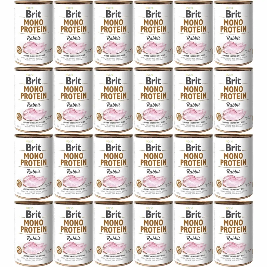 Brit Mono Protein Konijn Hondennatvoer 400g - 24 Stuks