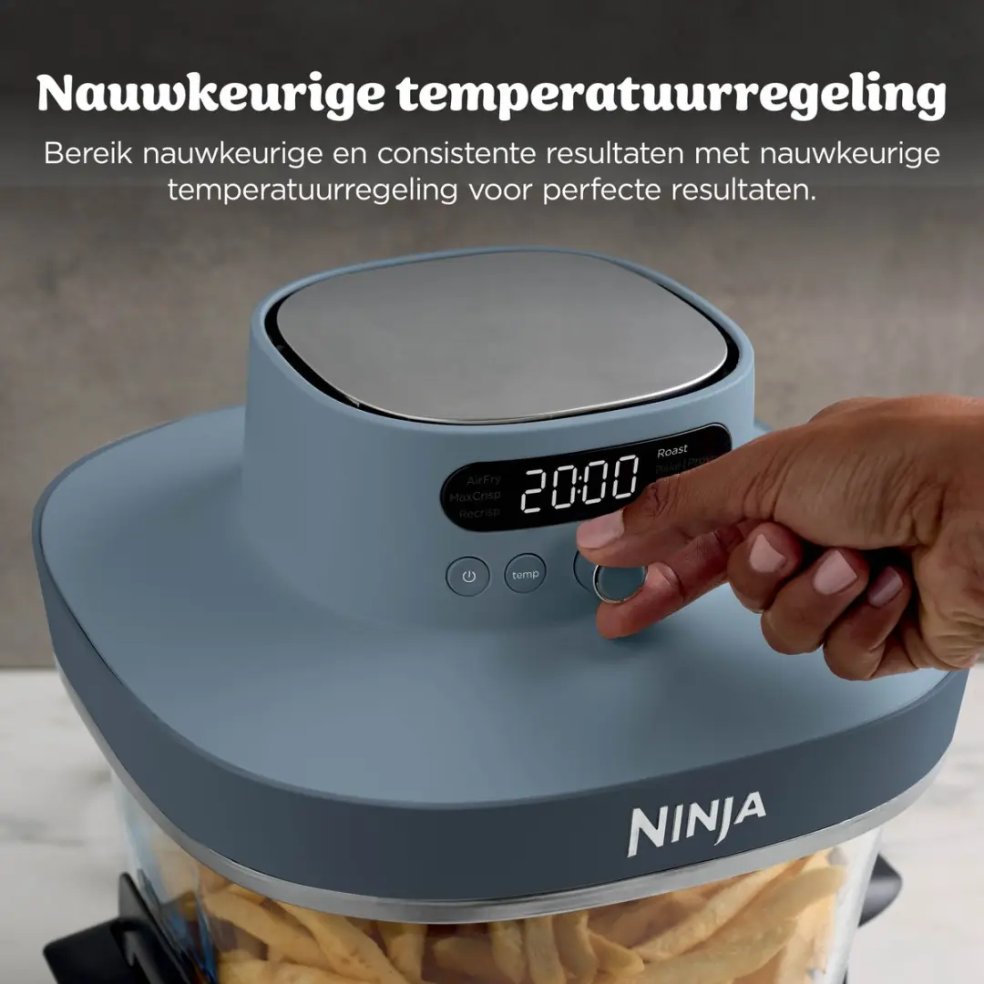 Ninja CRISPi PRO AS101EUCY Airfryer 2050W - 7 Functies - 2,3L & 5,7L Glas - Donkerblauw