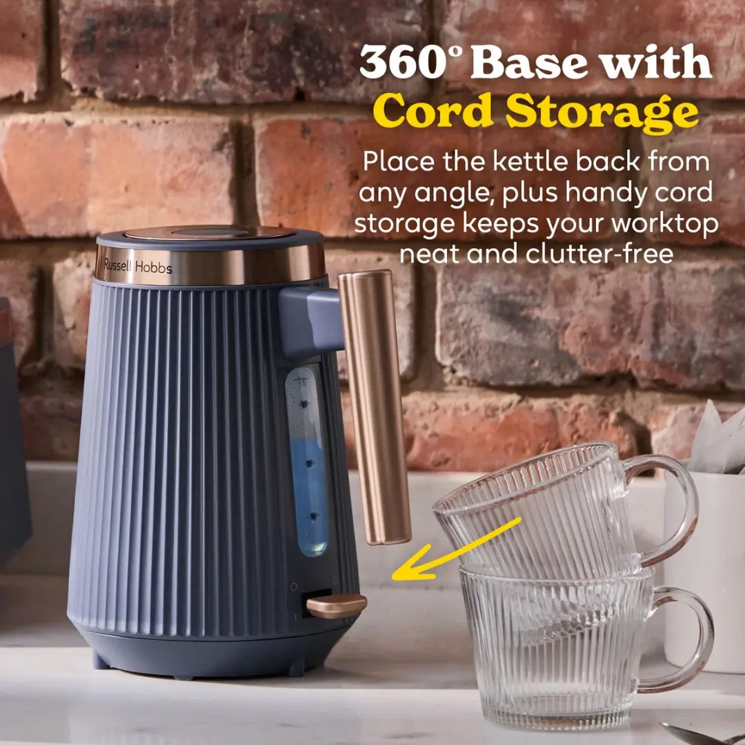 Russell Hobbs Brontë Waterkoker 2400W 1.7L - Navy/Goud - afbeelding 6 van 6