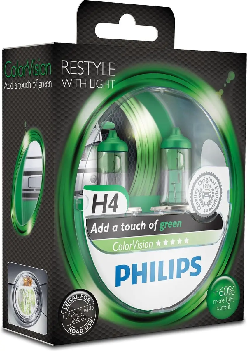 Philips ColorVision H4 Groen 12V