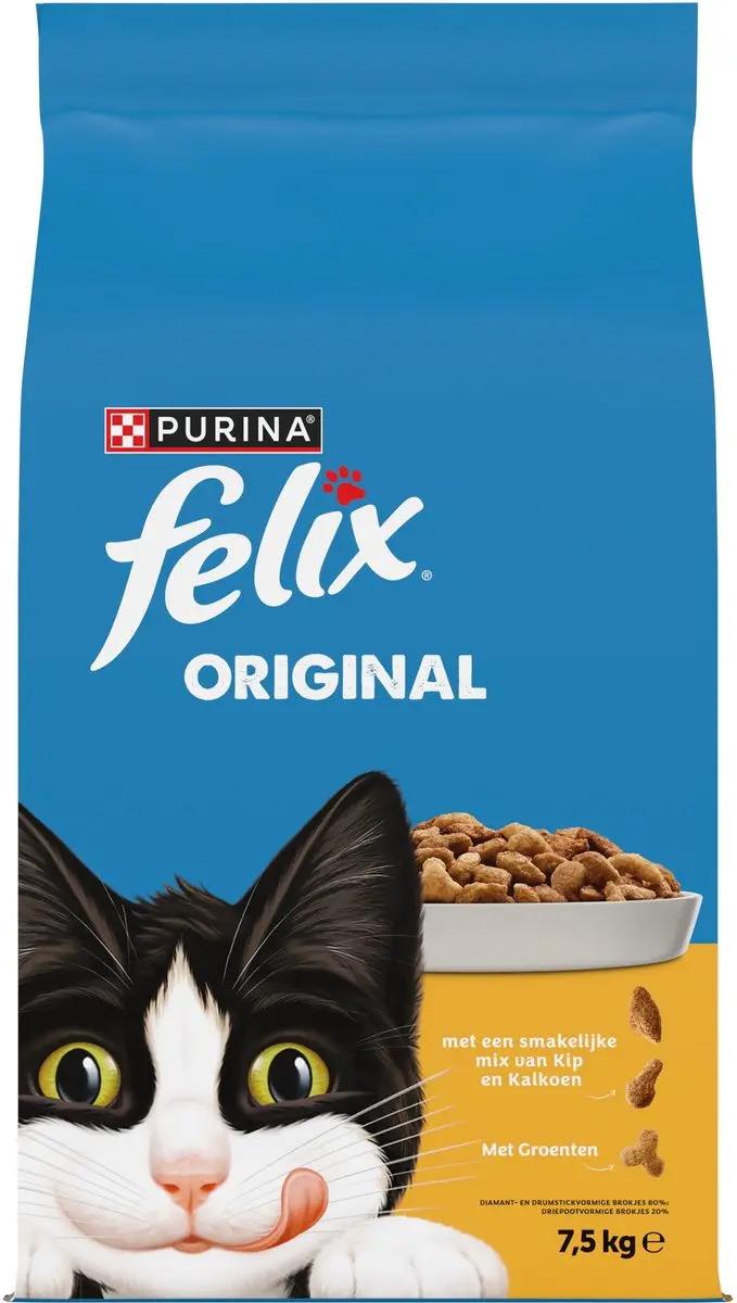 Felix Original Kattenvoer Kip & Kalkoen 7,5kg