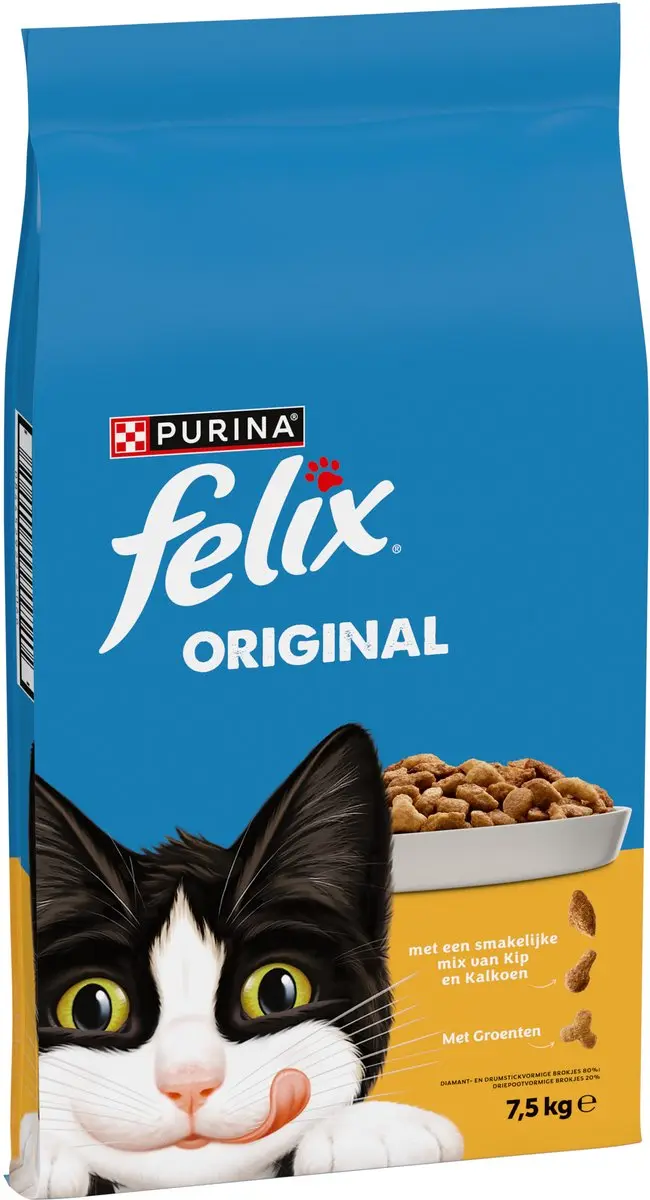 Felix Original Kattenvoer Kip & Kalkoen 7,5kg