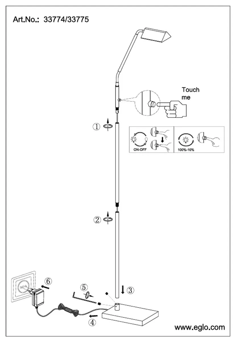 Eglo Tavolara 1 Staande lamp 135cm - Zwart
