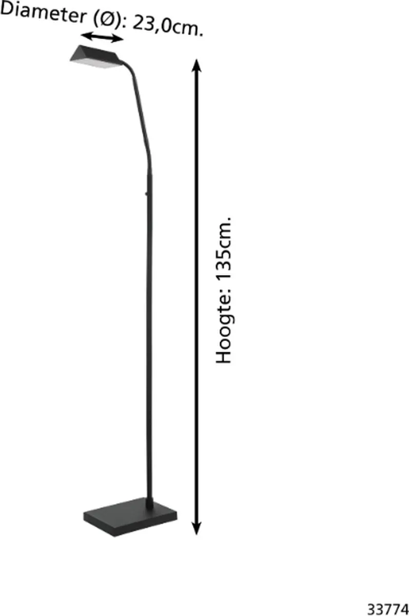 Eglo Tavolara 1 Staande lamp 135cm - Zwart - afbeelding 6 van 6
