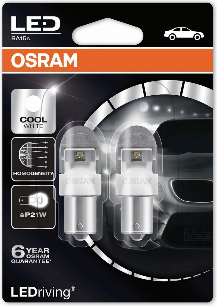 Osram P21W LED Retrofit Wit BA15s - 2 Stuks