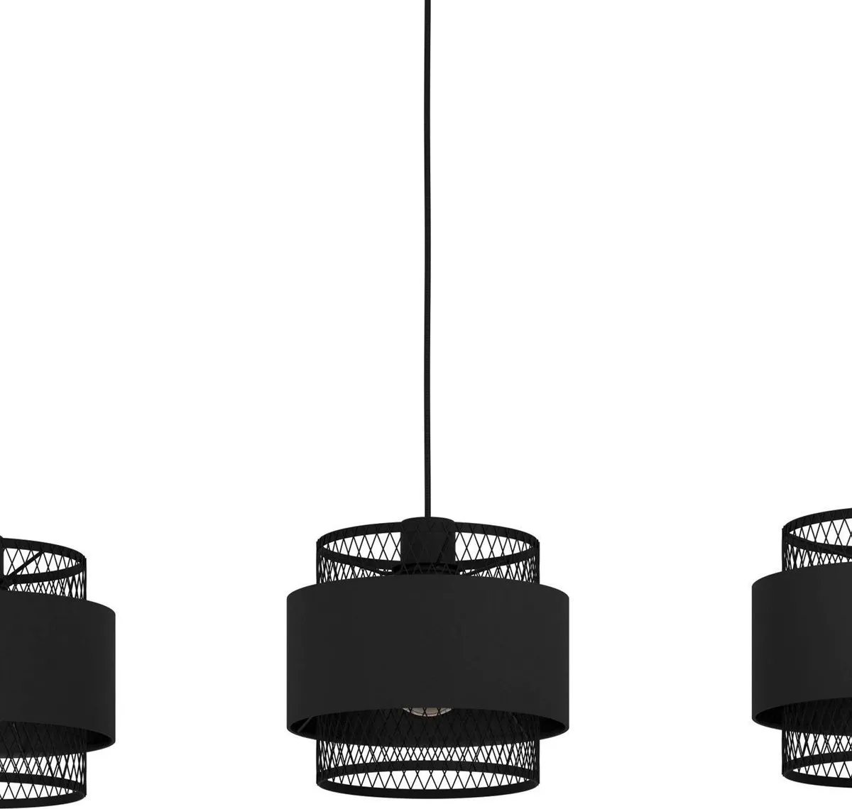 Eglo Bazely Hanglamp E27 - 3 Lichtpunten - 99cm - Zwart