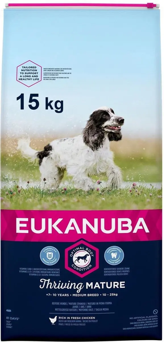 Eukanuba Thriving Mature Medium Breed Hondenvoer - Kip 15kg - afbeelding 4 van 5
